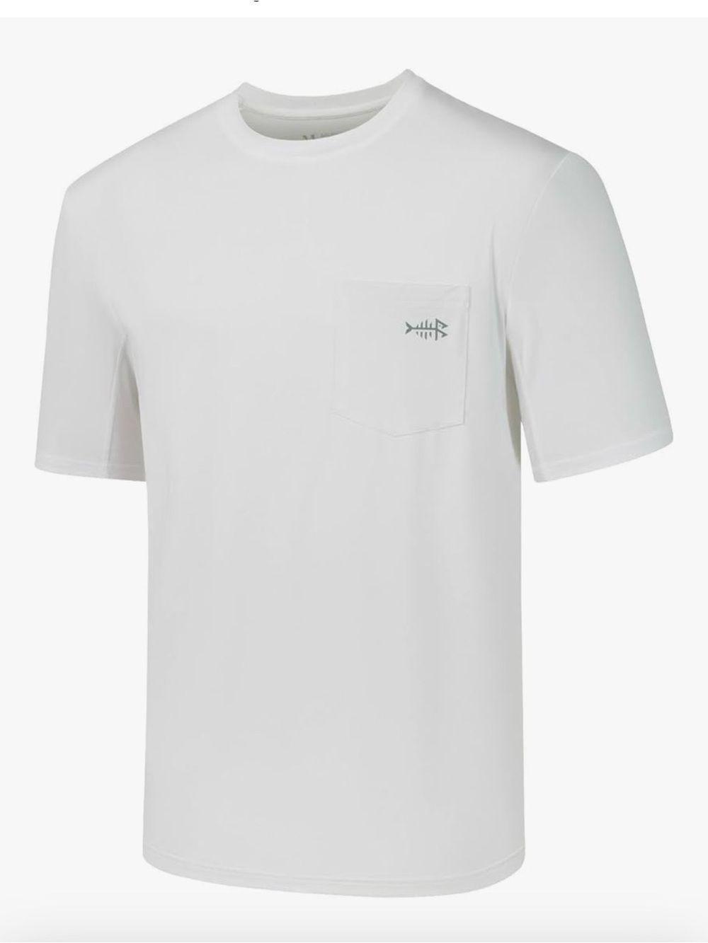 Bassdash Men's White 3XL Short Sleeve Pocket Tee Subtle Fish Logo UPF50 1189